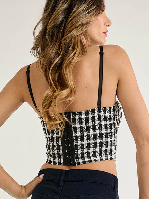 Checker Cropped Tweed Bustier