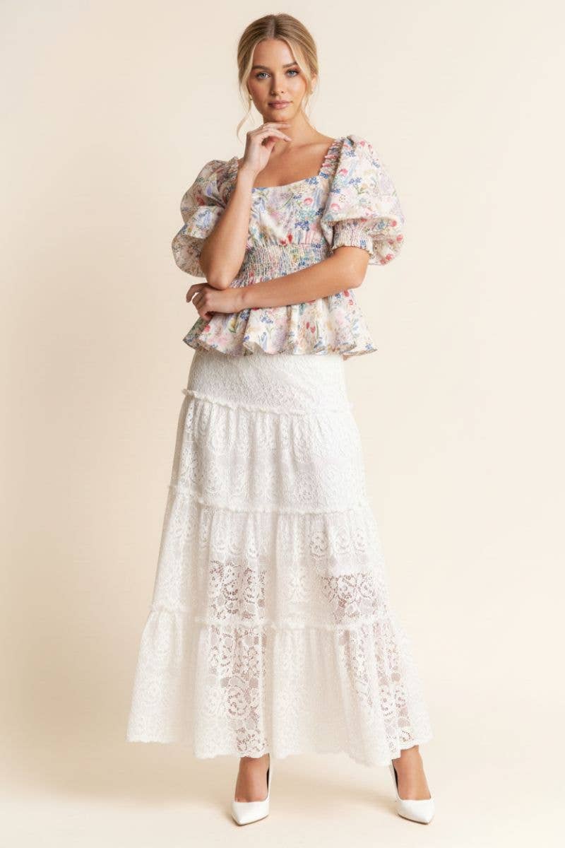 FLORAL PRINT PEPLUM TOP