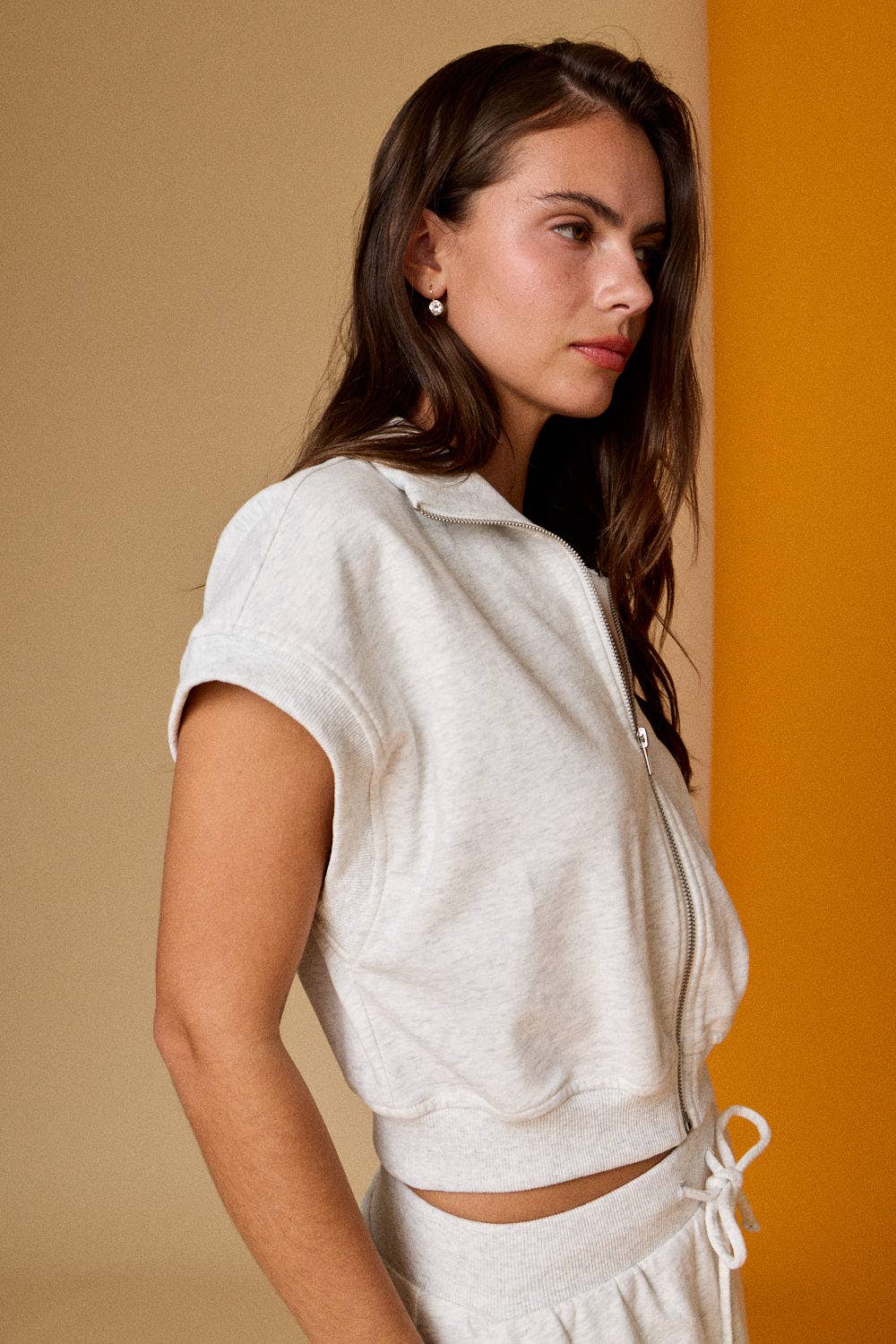 Zip Front Lounge Vest Skirt Set