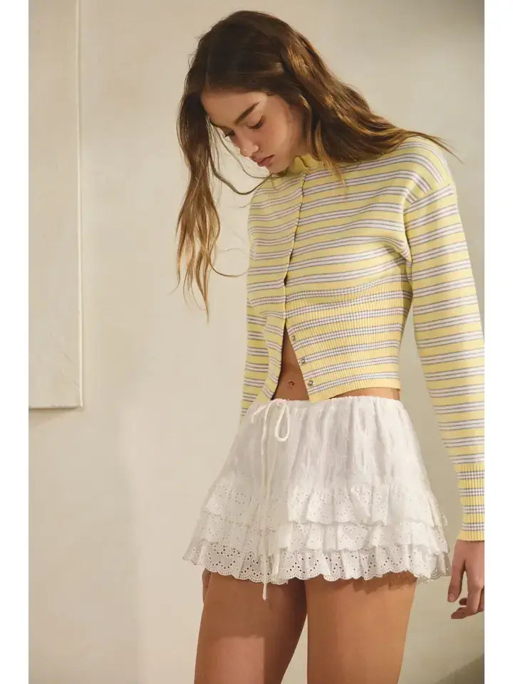 Josephine Striped Snap Button Down Cardigan