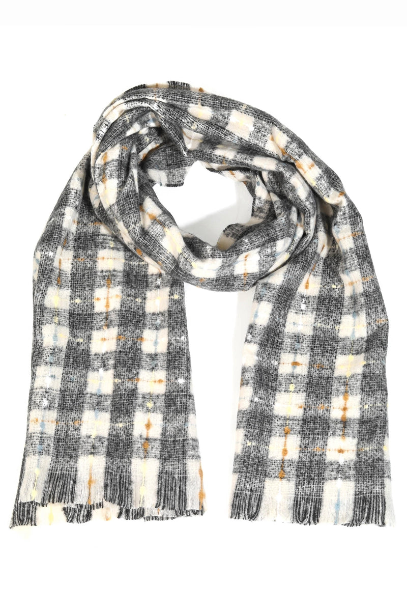 Checkered Plaid Oblong Scarf