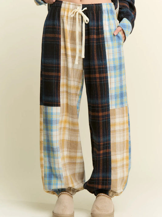 Multi Color Plaid Pattern Joggers