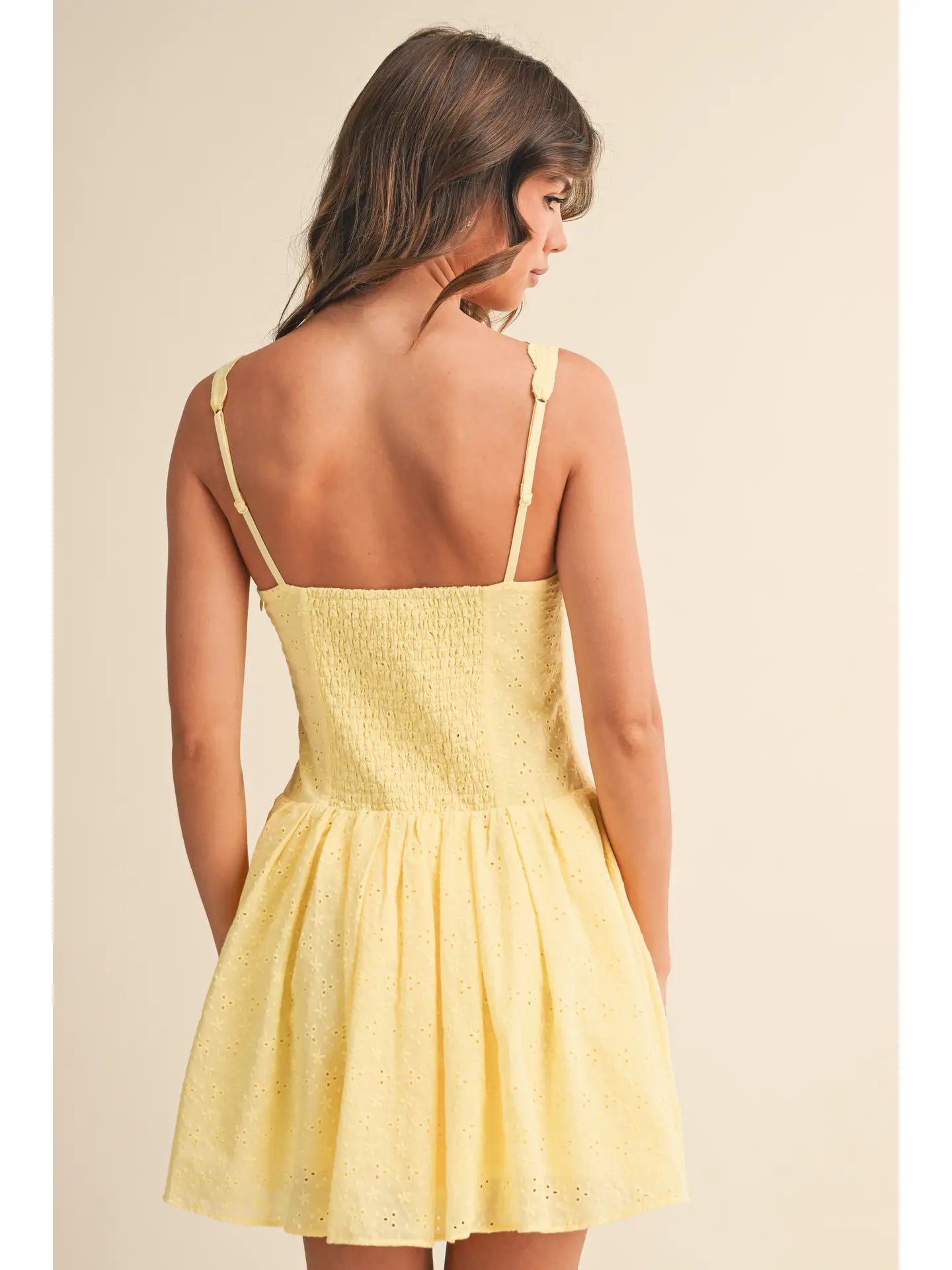Eyelet V-Neckline Mini Dress