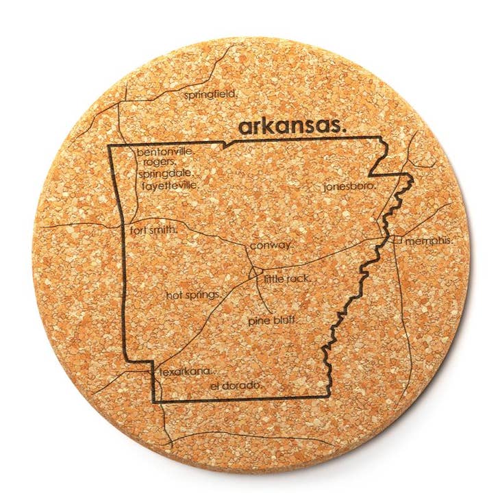 Arkansas Cork Coaster Map Set of 2