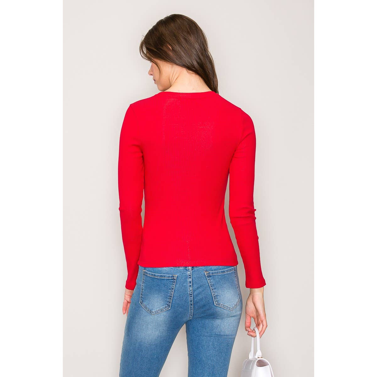 Crew Neck Long Sleeve Rib Top