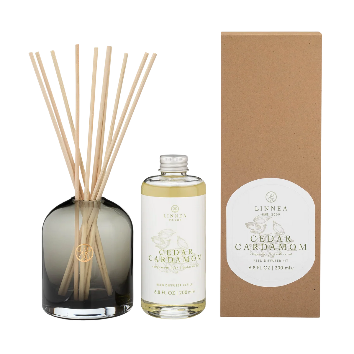 Linnea - Cedar Cardamom Reed Diffuser Kit