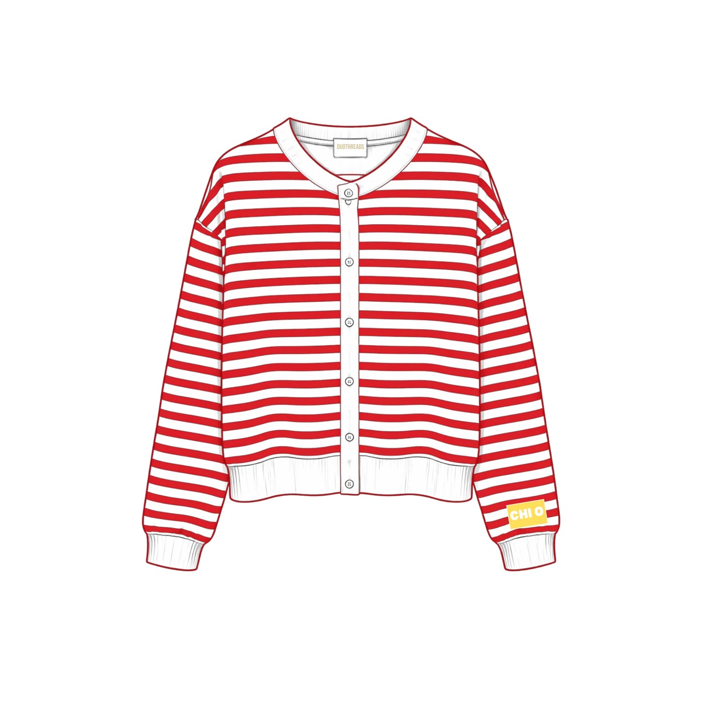 Greek Campus Stripe Oversized Cardigan
