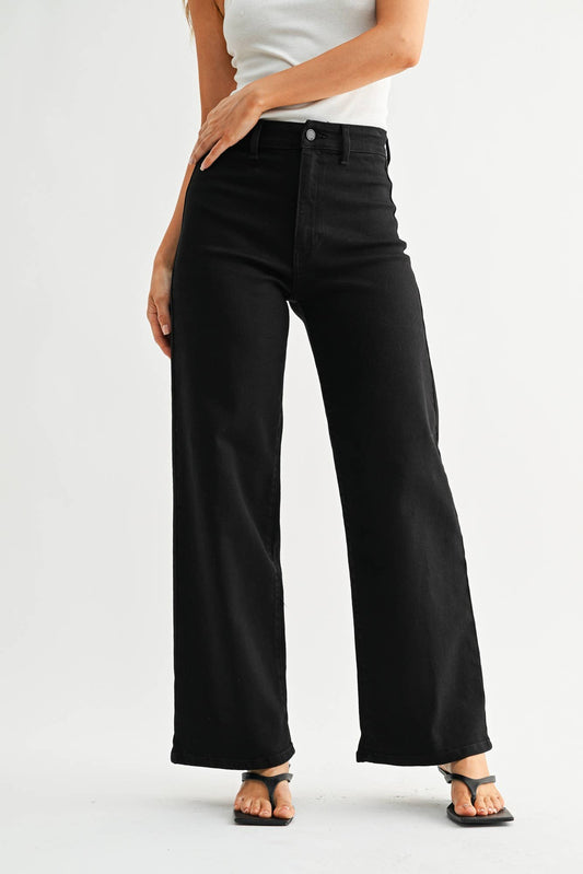 Black Hidden Pocket High Rise Trouser