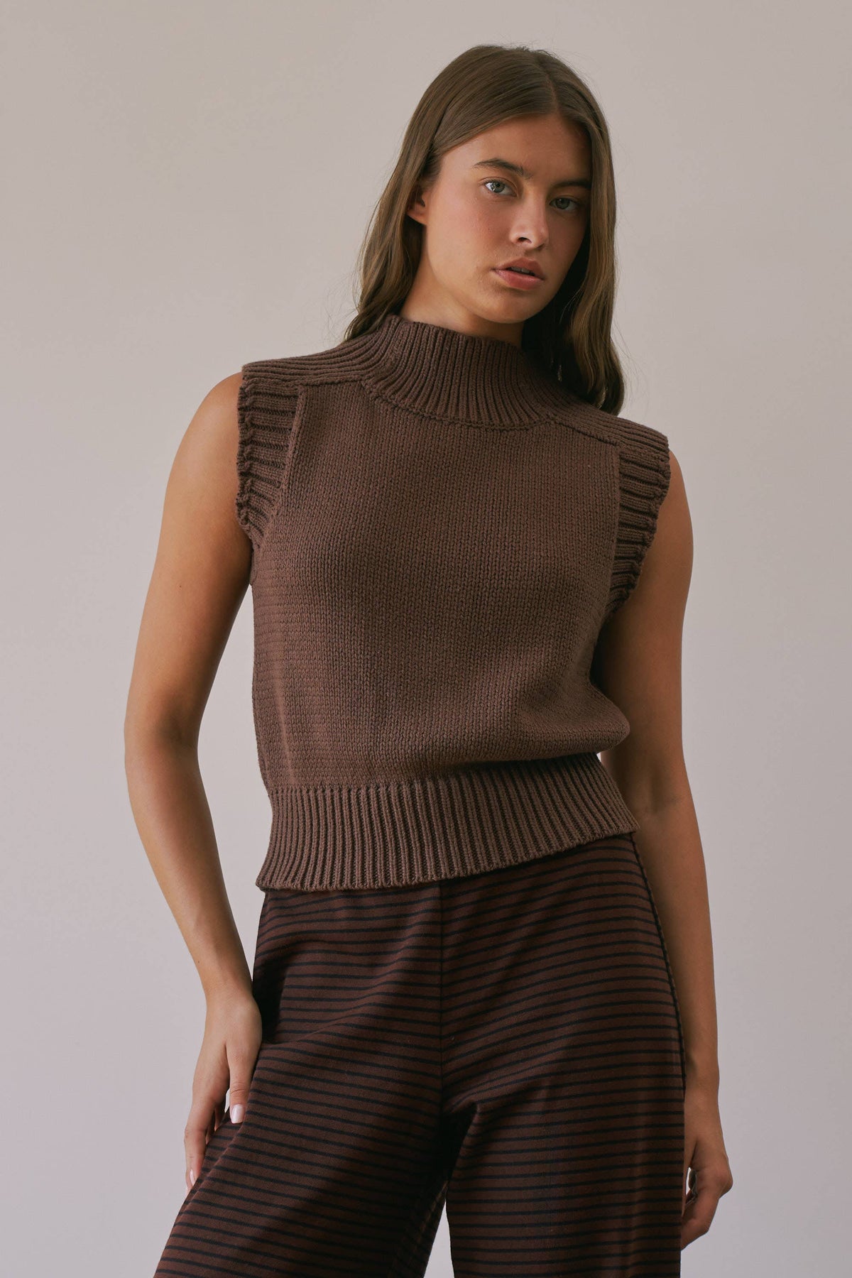 Lexi Ribbed Mock Neck Sweater Vest