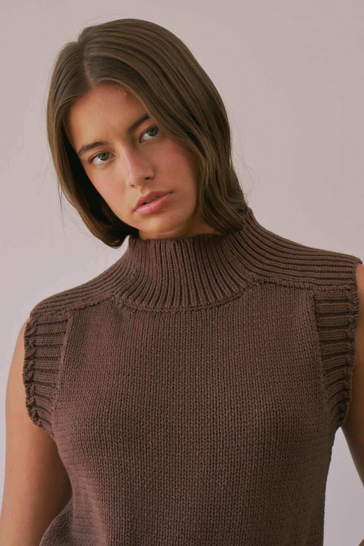 Lexi Ribbed Mock Neck Sweater Vest