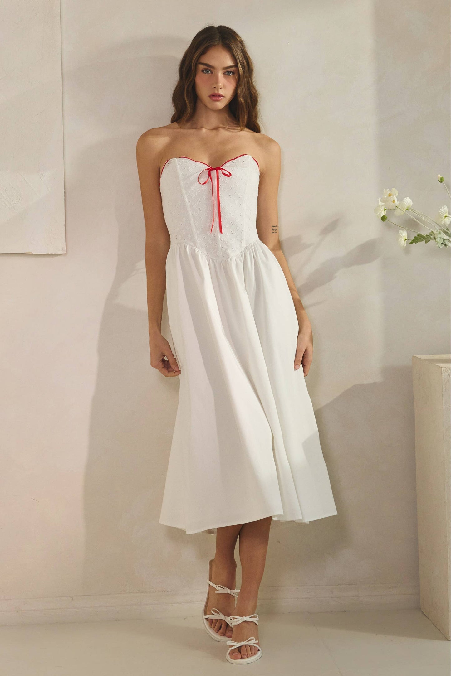 Heart Crochet Corset Midi Dress