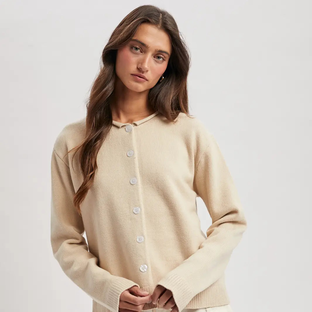 Natural Button-Up Cardigan