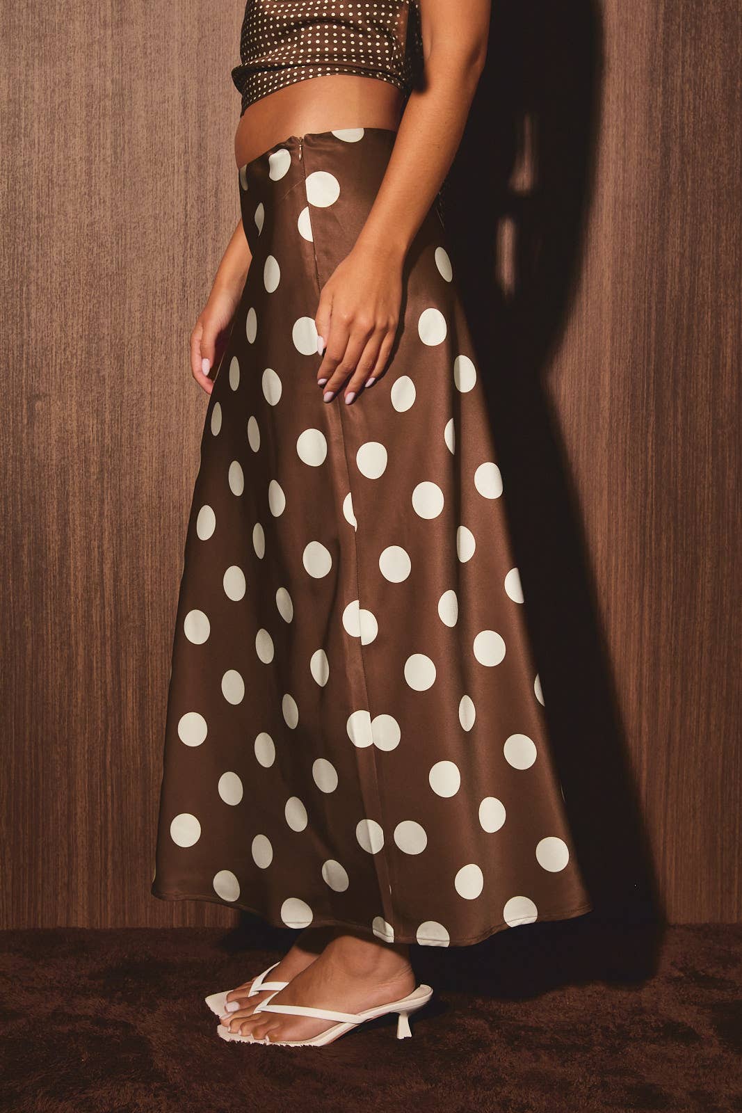 MID WAISTED POLKA DOT BIAS SKIRT