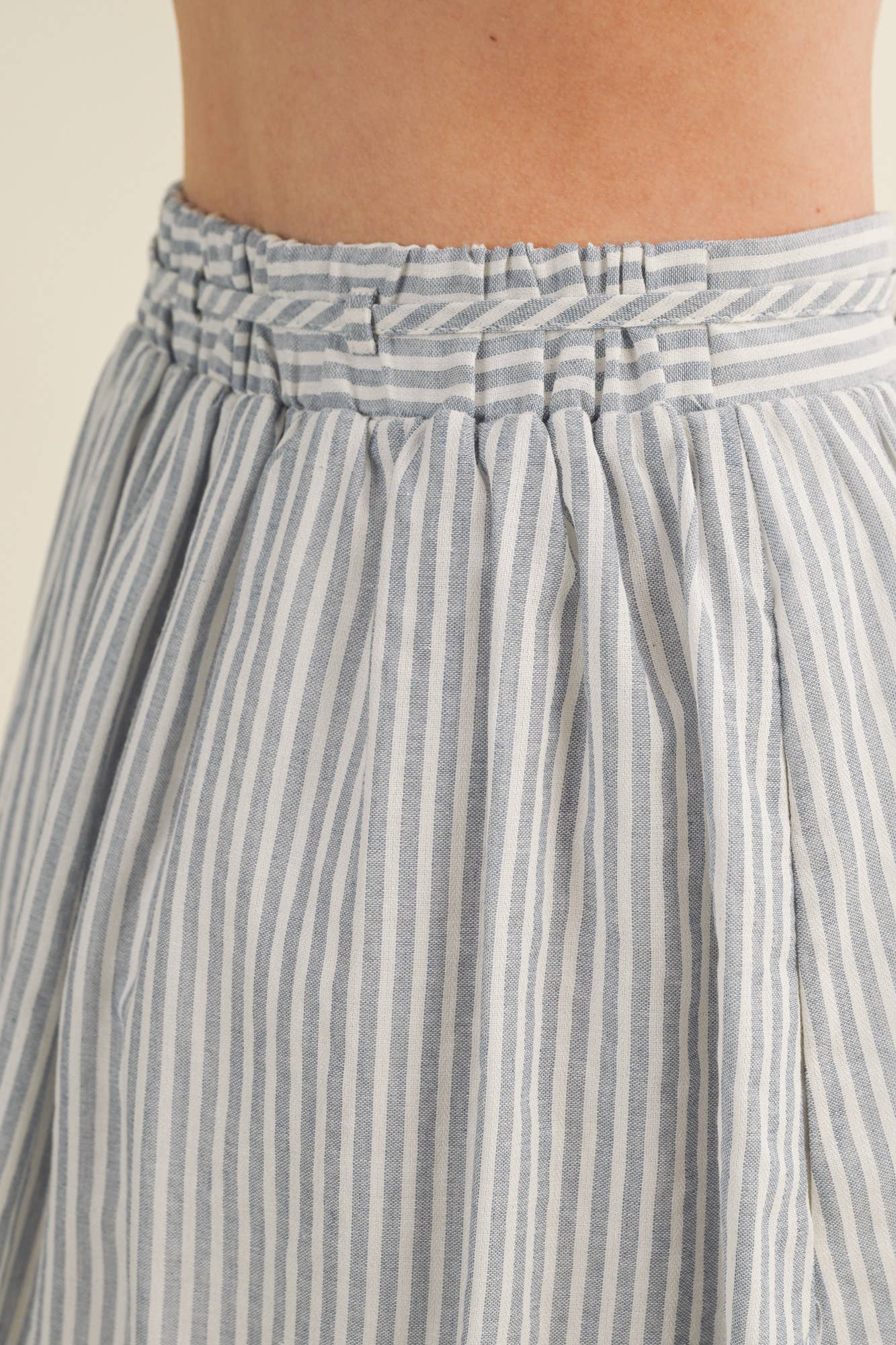 Vertical Stripe Drawstring Mini Skirt