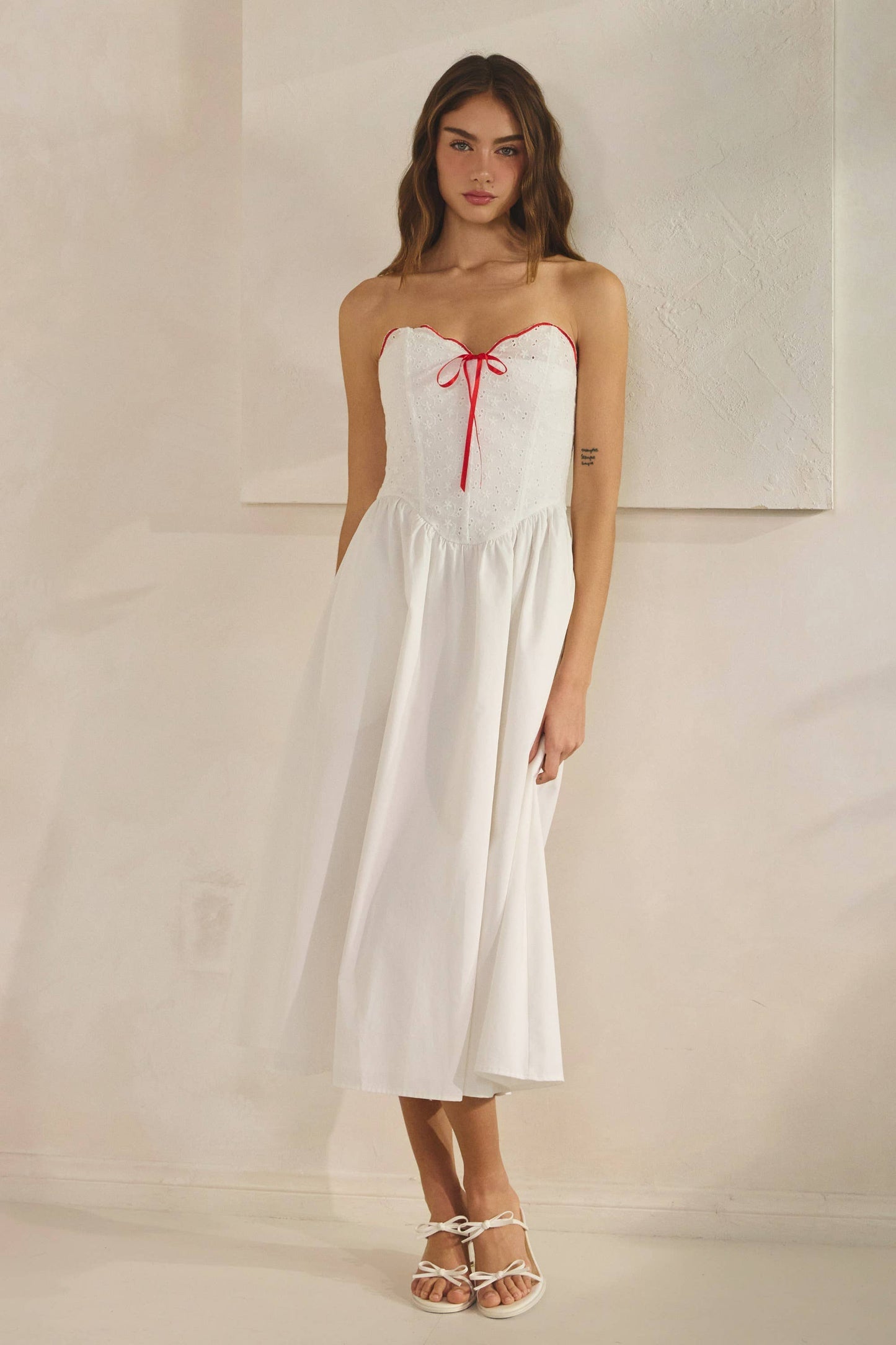 Heart Crochet Corset Midi Dress