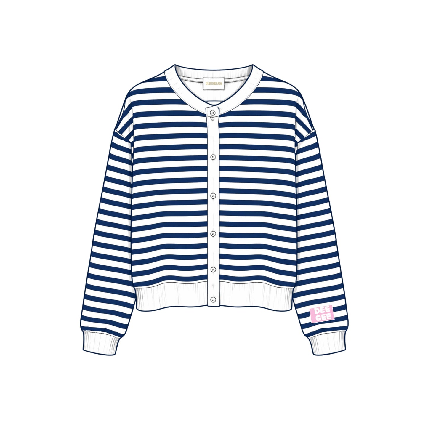 Greek Campus Stripe Oversized Cardigan