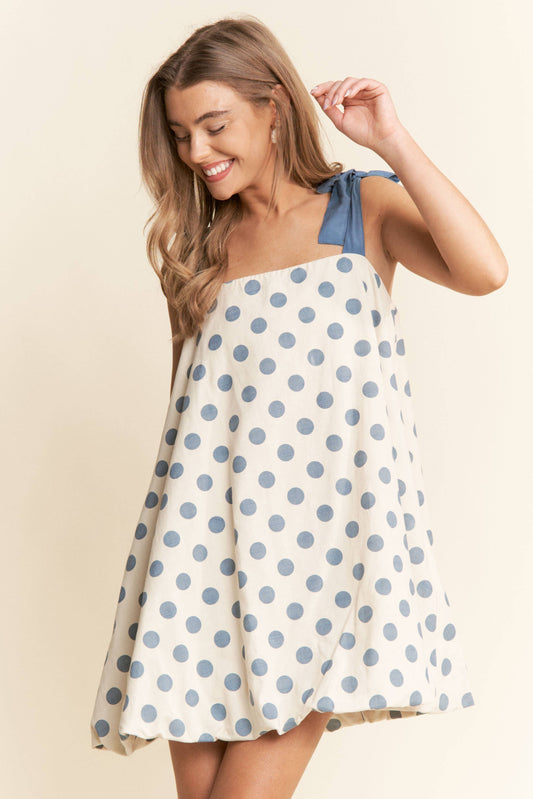 A-line Polka-dot Sleeveless Mini Dress
