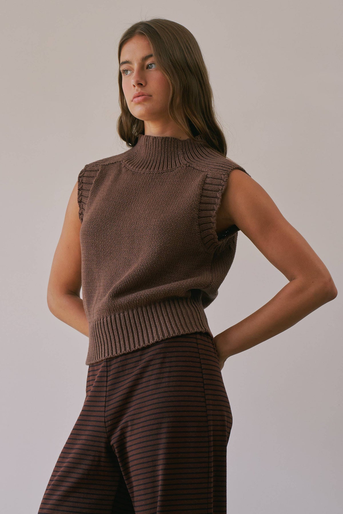 Lexi Ribbed Mock Neck Sweater Vest
