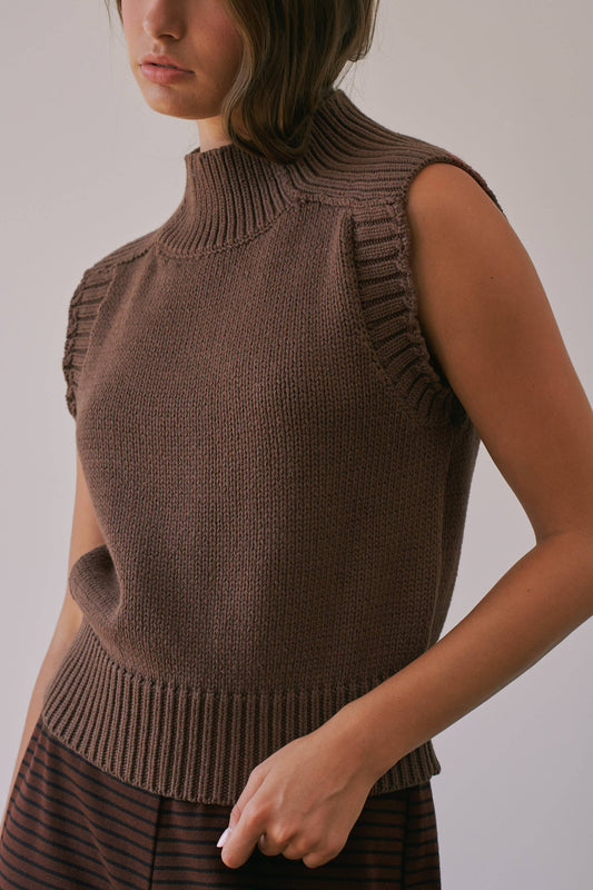 Lexi Ribbed Mock Neck Sweater Vest