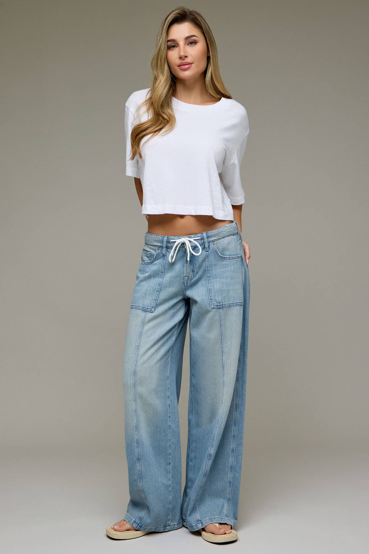 Vintage Super Soft Drawstring Mid Rise Wide Leg