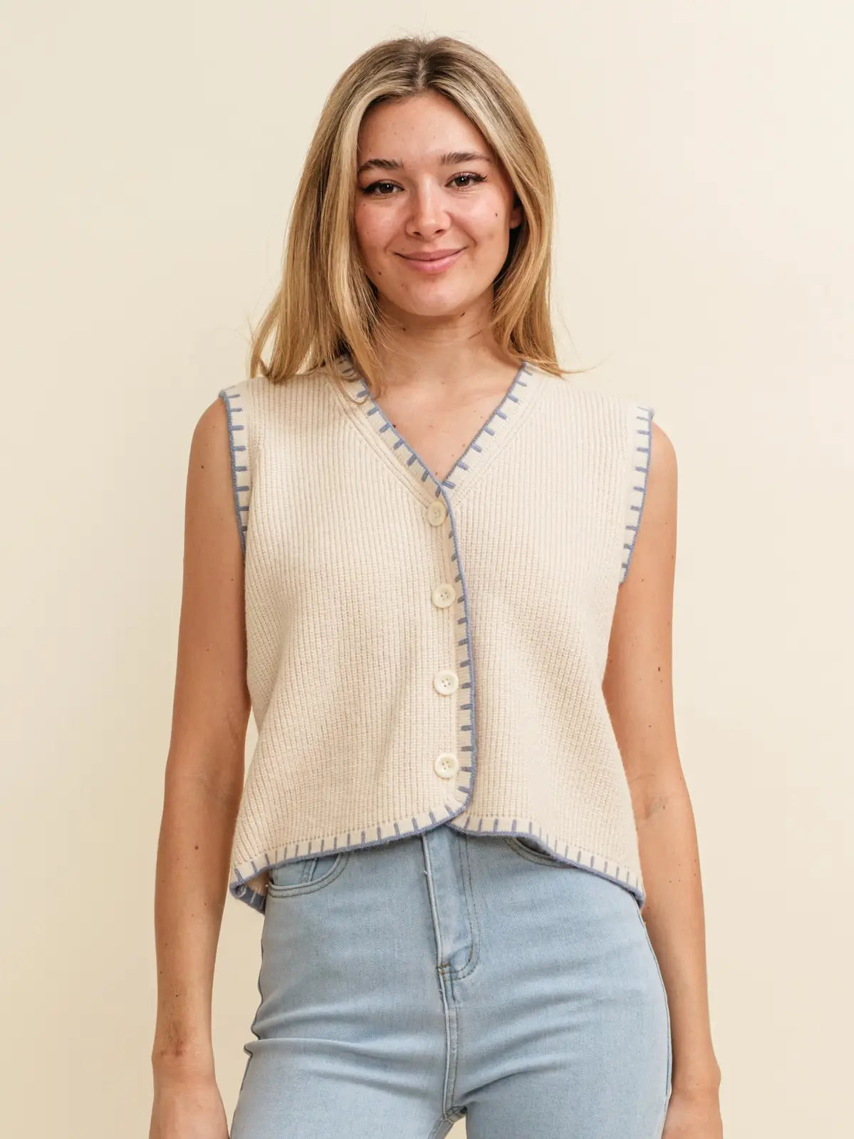 Contrast Stitch Sweater Vest
