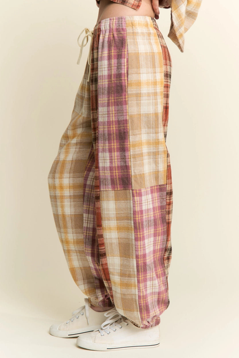 Multi Color Plaid Pattern Joggers