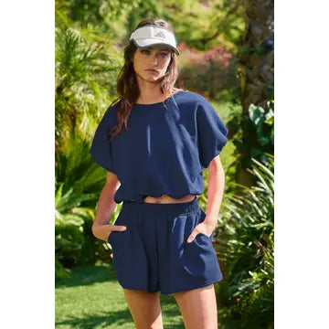 Scuba Elastic Waist Solid Shorts