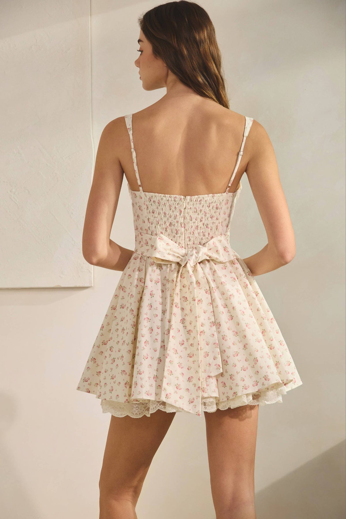 Zimmer Floral Corset Lace Trim Mini Dress