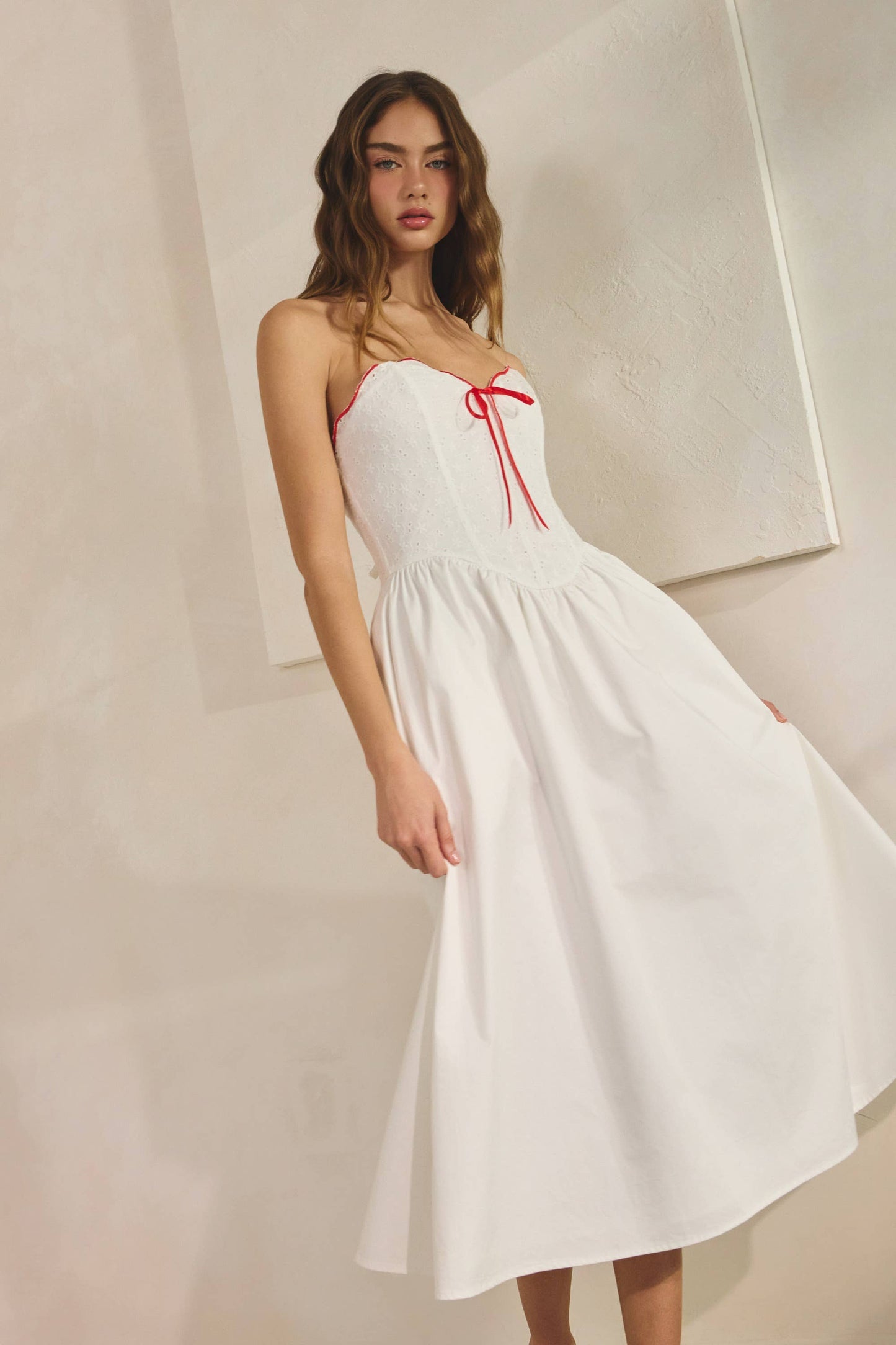 Heart Crochet Corset Midi Dress