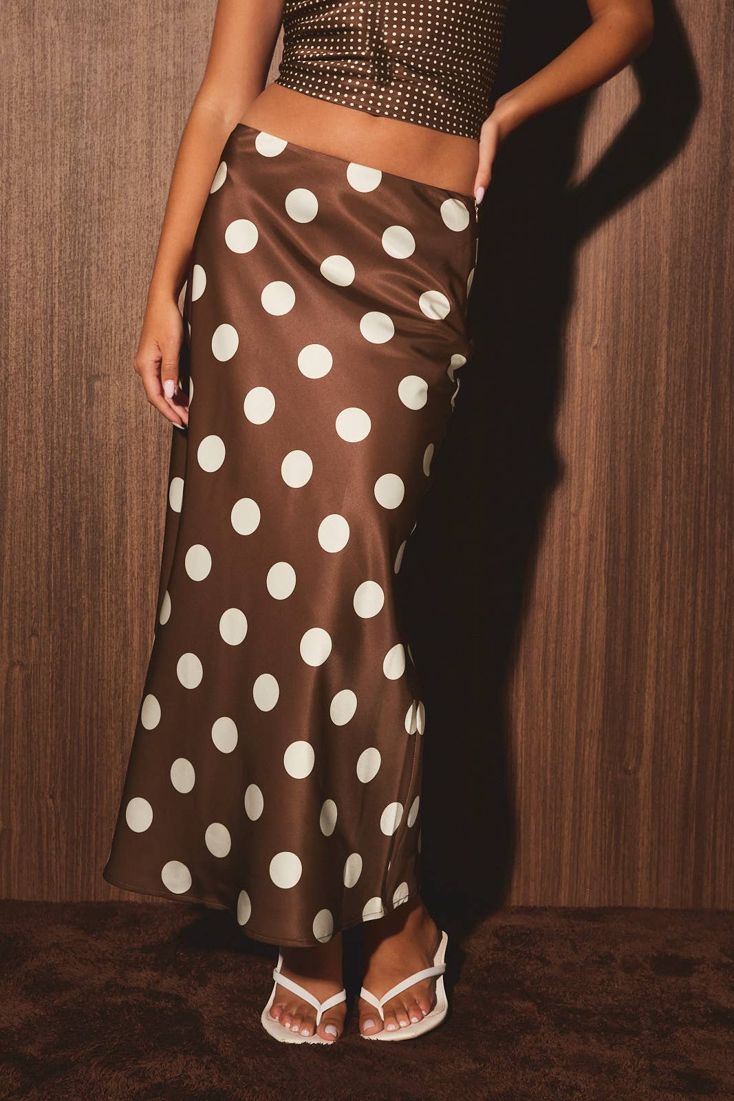 MID WAISTED POLKA DOT BIAS SKIRT