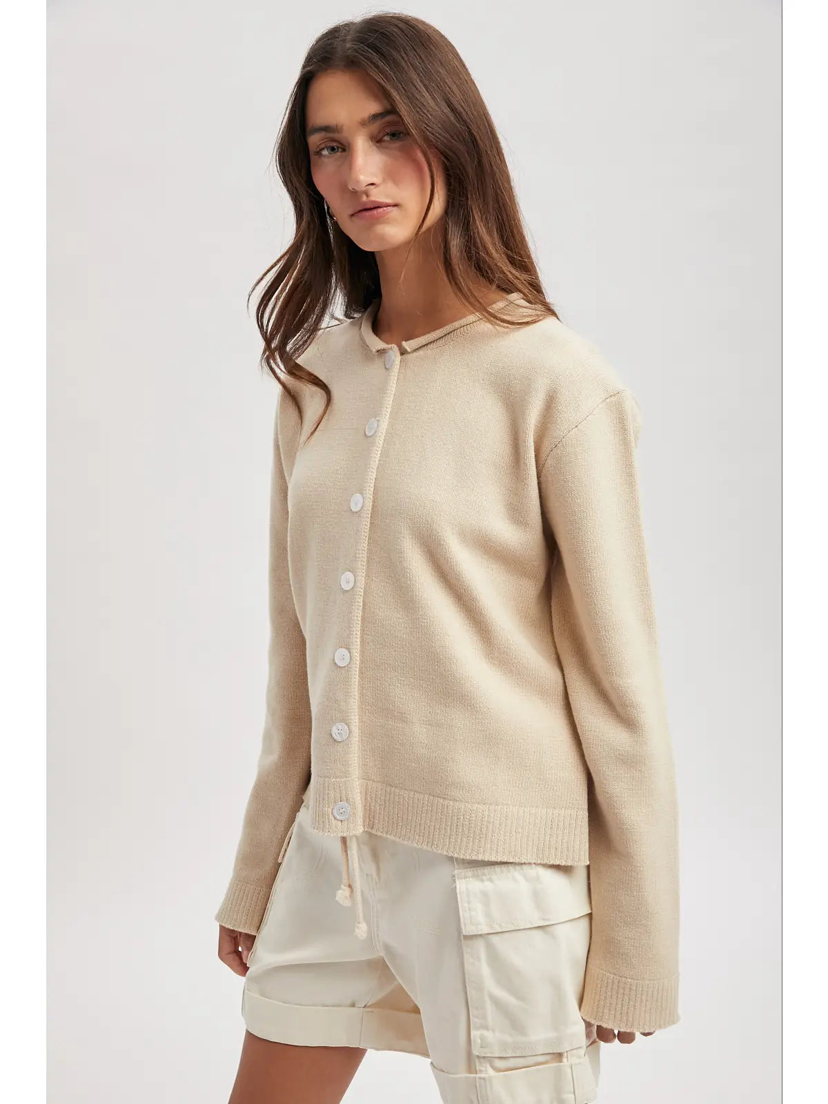 Natural Button-Up Cardigan