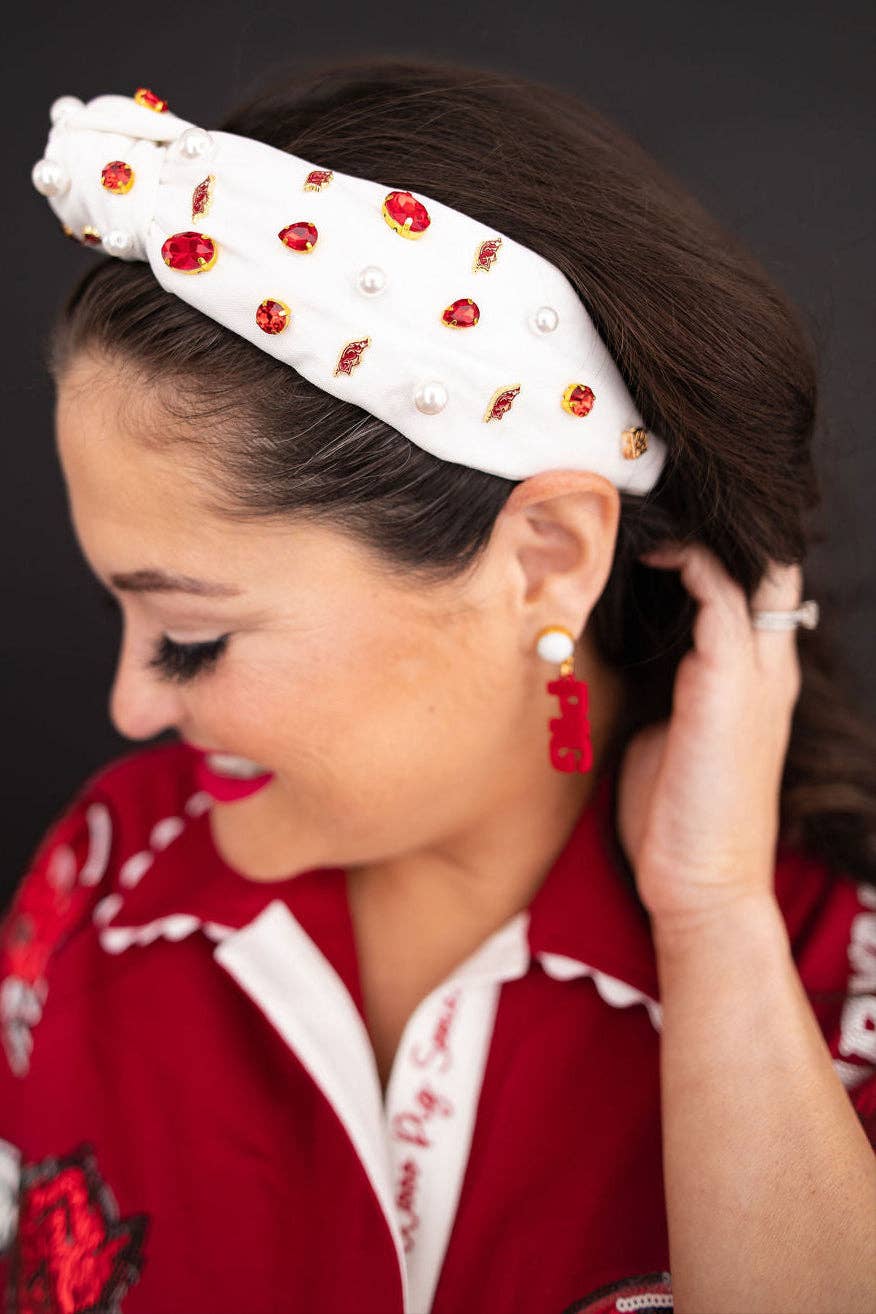 Mini Cardinal Red WOOO PIG Earrings