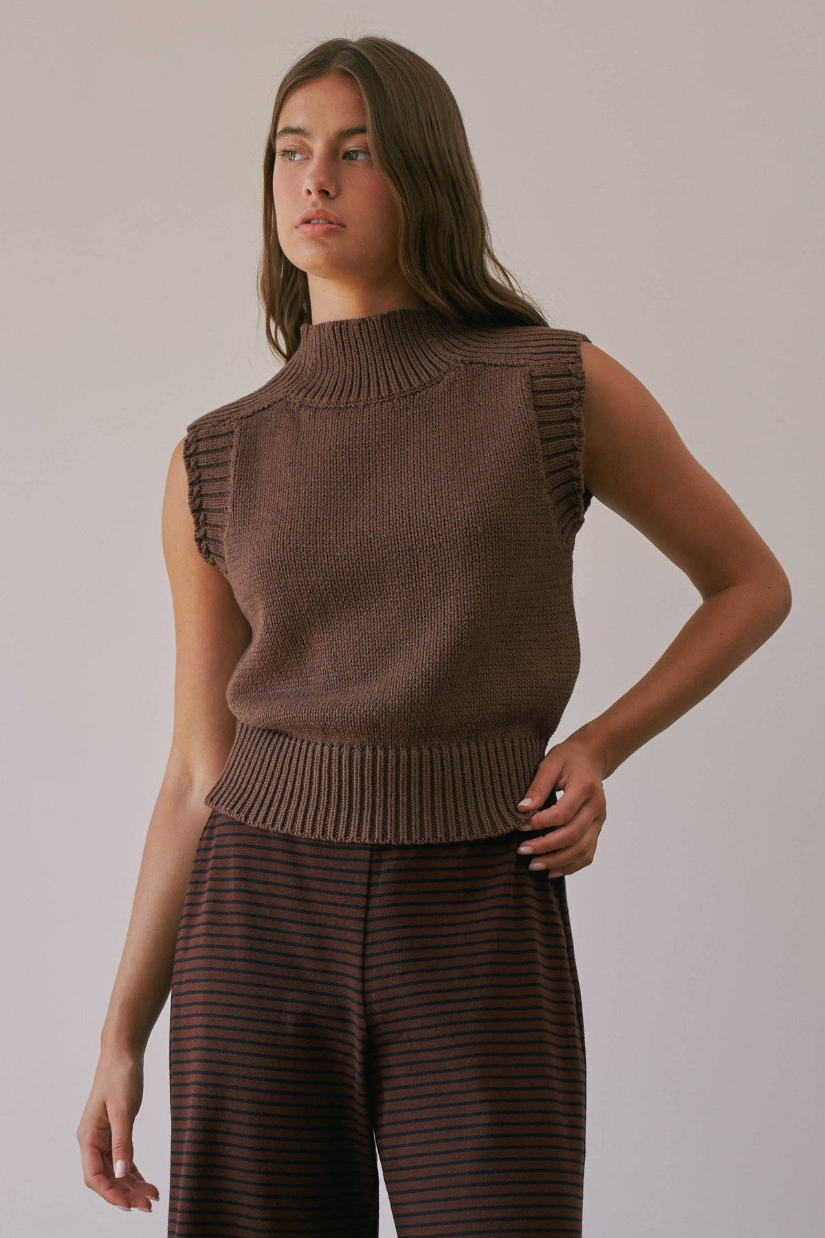 Lexi Ribbed Mock Neck Sweater Vest
