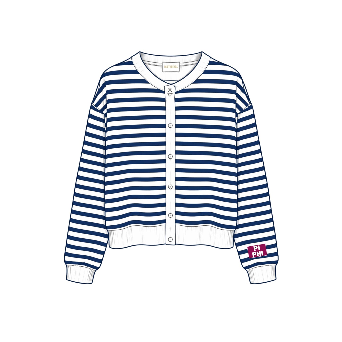 Greek Campus Stripe Oversized Cardigan