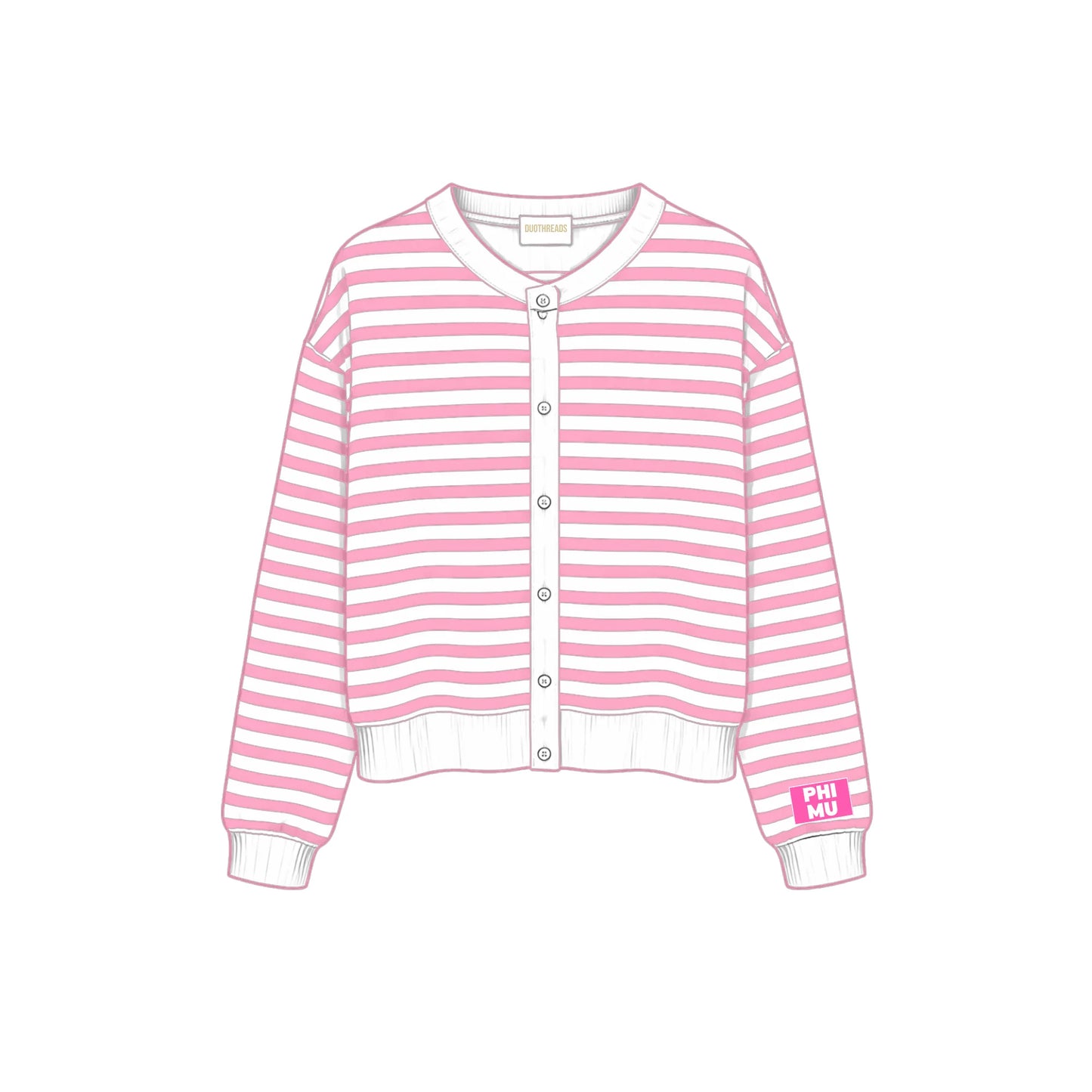 Greek Campus Stripe Oversized Cardigan