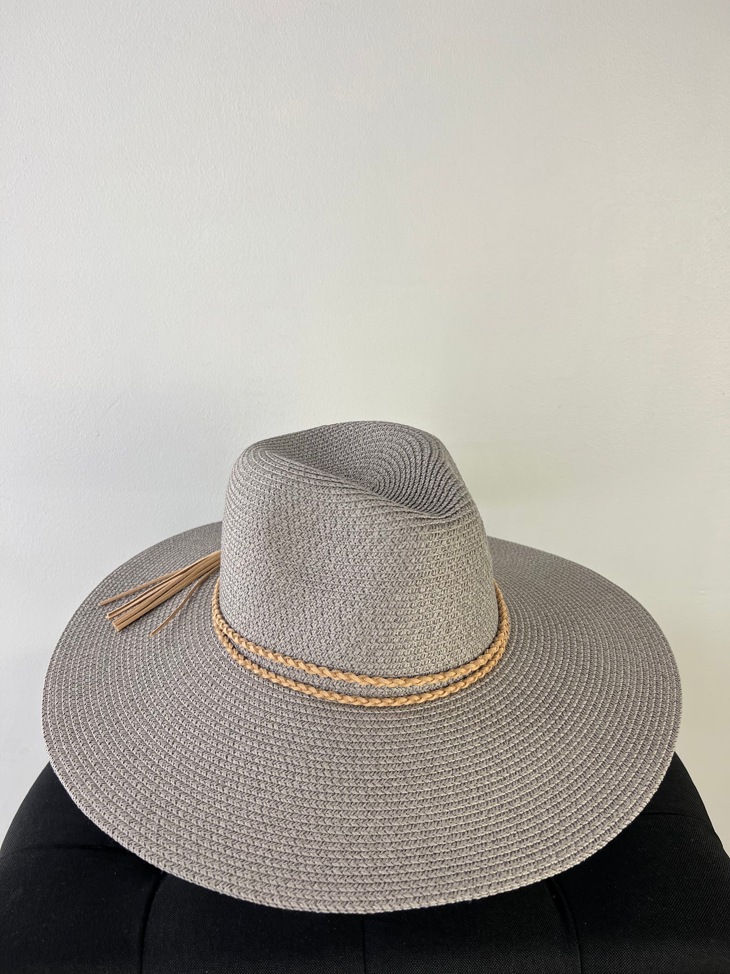Braided Faux Leather Strap Hat