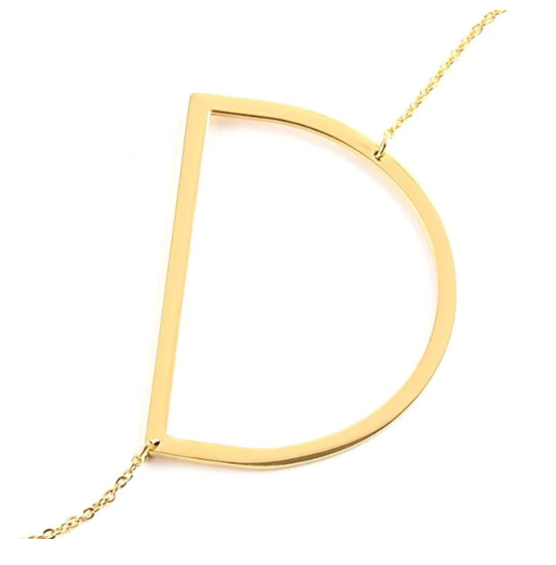 Large Gold Initial Necklace - Stainless Steel