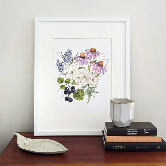 Arkansas Watercolor Botanicals Art Print