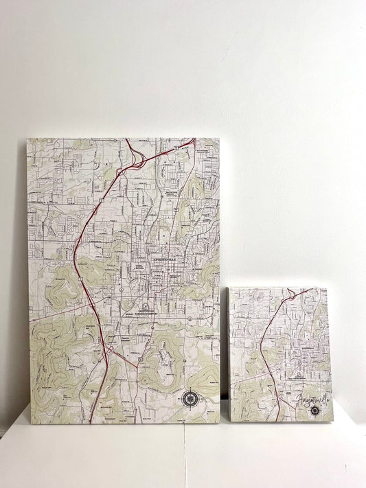 Hometown Map Fayetteville Canvas
