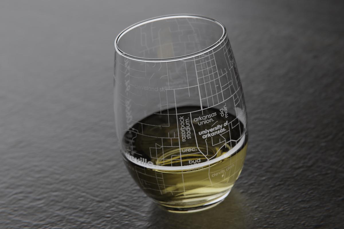 Fayetteville Map Engraved Stemless Wine Glass